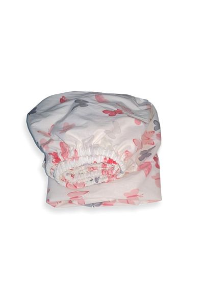 Babynia 100% Cotton Single Child Elastic Sheet 90x190 Pink Butterfly