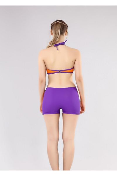 Ruko Maio 2261-1 Girl's Bikini with Shorts - Orange and Purple