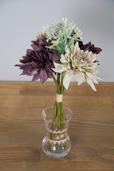 Yapay Çiçek Deposu باقة أقحوان لوكس صناعية صغيرة 25 سم بنفسجي-إكرو