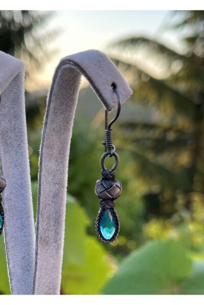 KAZZAZE Turkuaz Zirkon Taş Detaylı Oksitli Gümüş Kazaziye Otantik Tarzda Sall...