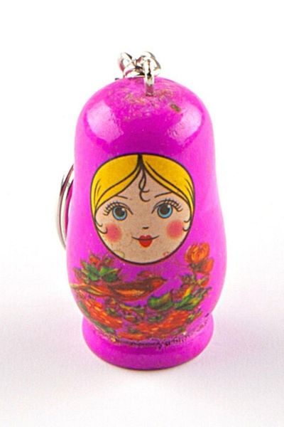 Dünyadan Hediyeler Wooden Matryoshka Baby Keychain Purple