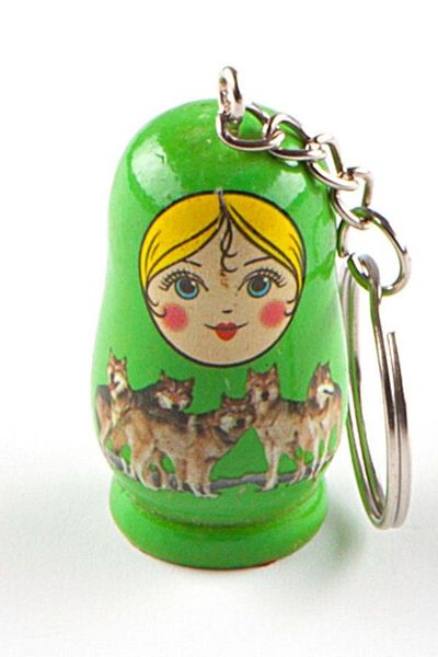Dünyadan Hediyeler Wooden Matryoshka Baby Keychain Green