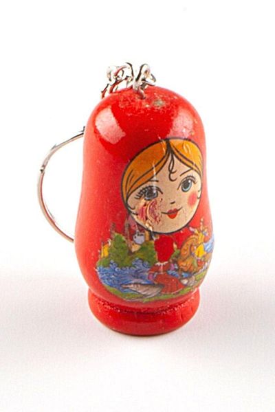 Dünyadan Hediyeler Wooden Matryoshka Doll Keychain Red