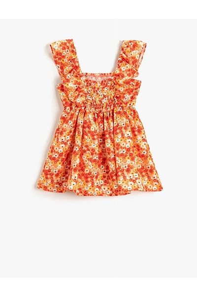 Koton Φόρεμα Floral, Χοντρές τιράντες, Λεπτομέρεια Gipe, Flounce