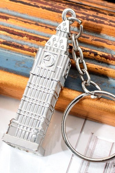 Dünyadan Hediyeler Silver 3d Big Ben Metal Keychain England London Clock Tower