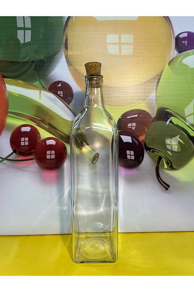 Paşabahçe Şişecam 750 Ml - Empty Glass Olive Oil Bottle with Cork Lid, 10 Pieces Oil Pot