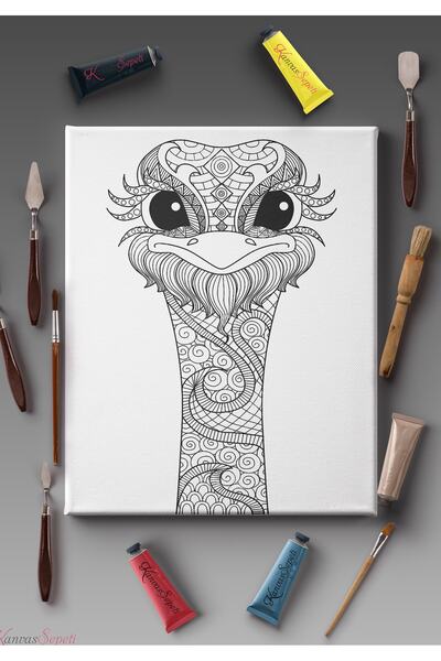 KanvasSepeti Paintable Painting Canvas Mandala Striped Ready Stencil Canvas P...