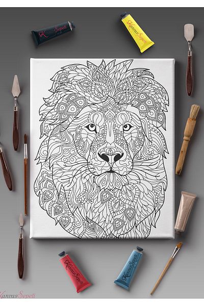 KanvasSepeti Pânză de pictură, potrivită pentru toate tipurile de vopsea, cu opțiuni de măsurare, pânză de mandala, cu dungi, șablon gata