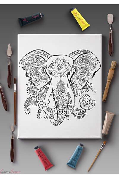 KanvasSepeti Ölçü Seçenekli Tüm Boya Türlerine Uygun Boyanabilir Tablo Tuval Mandala Çizgili Hazır Şablon Tuval