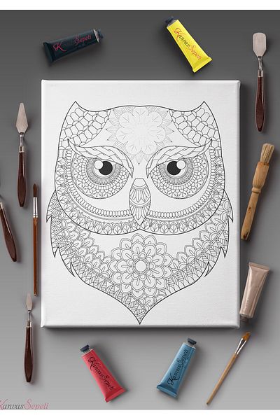 KanvasSepeti Pânză de pictură, potrivită pentru toate tipurile de vopsea, cu opțiuni de măsurare, pânză de mandala, cu dungi, șablon gata