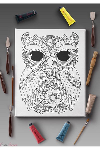 KanvasSepeti Pânză de pictură, potrivită pentru toate tipurile de vopsea, cu opțiuni de măsurare, pânză de mandala, cu dungi, șablon gata