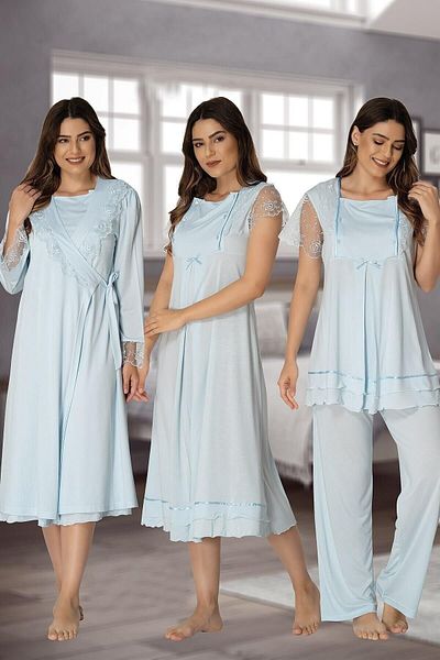 by İGP Set de cămașă de noapte și pijama pentru femeie Effortt, albastră, de maternitate