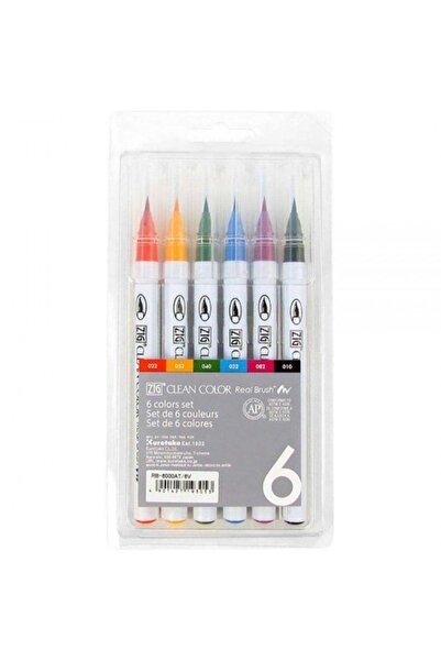 Zig Rb-6000at Clean Color Real Brush Pen Set of 6