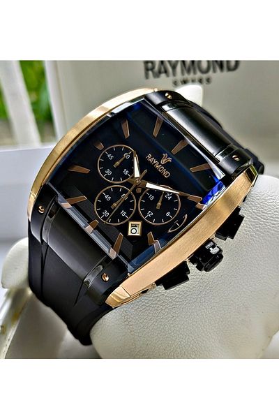 Raymond Black Silicone Men's Wristwatch