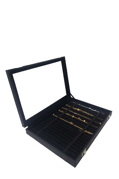 Dijital Çarşı Bracelet Chain Necklace Jewelry Box Black Inside Alkantara Suede