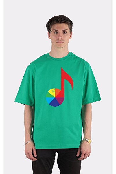 GreenMint تي شيرت أخضر كبير الحجم برقبة دائرية - Theory_em2206