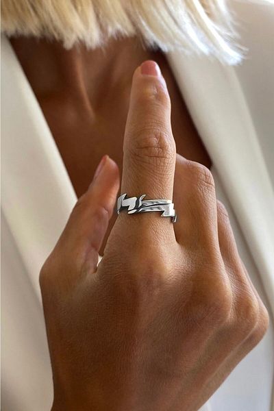 The Collection Adjustable Silver Color Lightning Ring