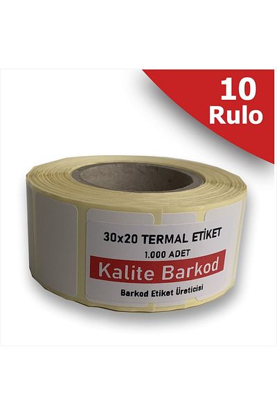 Kalite Barkod Etichetă termică 30x20 |   10 role de etichete cu coduri de bare