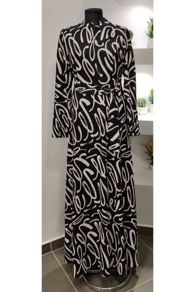 PINAR ŞEMS Tesettür Elbise / Eflin Elbise Siyah