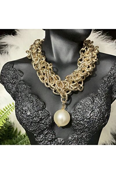 Maiden design Altın Renk Parıldayan Zincir Çoklu Kolye