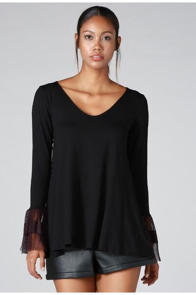 Quincey Tulle Detailed Tunic with Sleeves