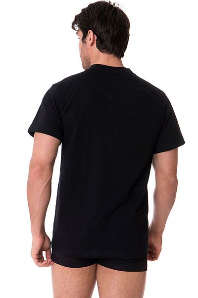 DOREA Men's Black 2 Pieces Cotton Single Jersey O Collar Undershirt