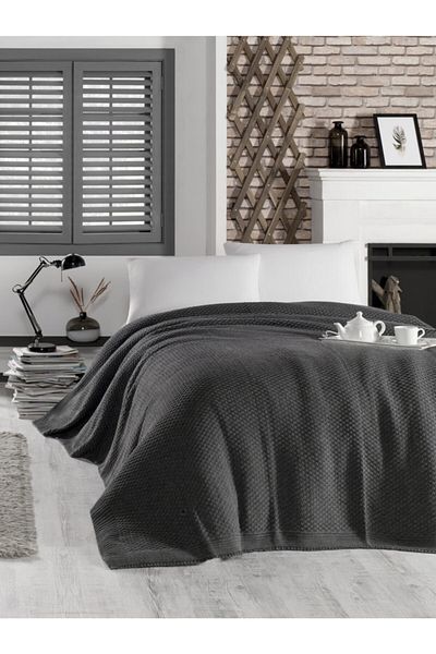 Betires Home Knitted Double Blanket Smoked