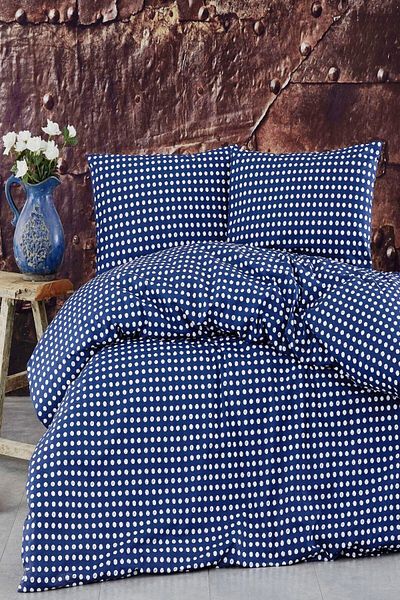 MAJESTE Diplomatic Home Gold Ranforce Duvet Cover Set Batik Series Polka Dot Pattern-1324 Navy Blue