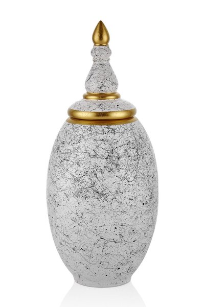 SETABIANCA Setabıanca Whıte Marble Kapaklı Vazo Büyük