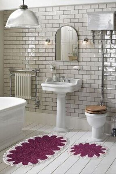 Dekoreko Seersucker Lacy 2-Piece Toilet Bathroom Set Blanca Plum