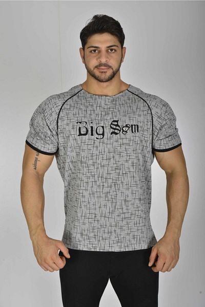 Big Sam Gray Raglan Sleeve Fit Training T-Shirt Rag-top 3152