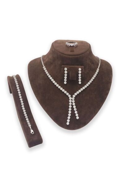 OSMANLI GÜMÜŞ Almira Gümüş Su Yolu Set - Kolye, Bileklik, Küpe, Yüzük Işıklı ...