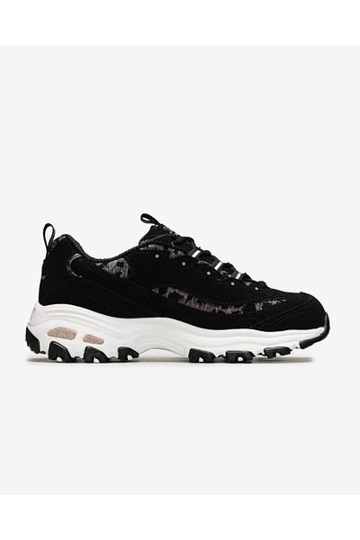 SKECHERS D'Lites - Wallet Fancy Leopard Print Black Women's Sneakers -149099 BKRG