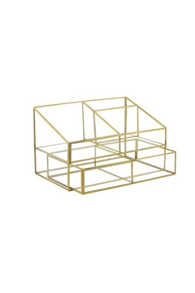 Ahşap Fikir Peron Gold Drawer Organizer Makeup Glass Box