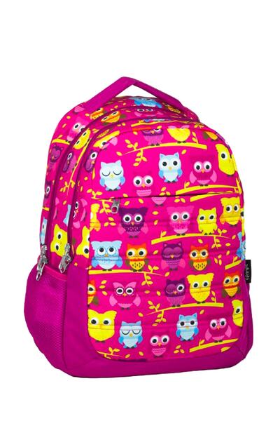 Cennec Шкільний рюкзак з трьома відділеннями та малюнком сови (рожевий) /