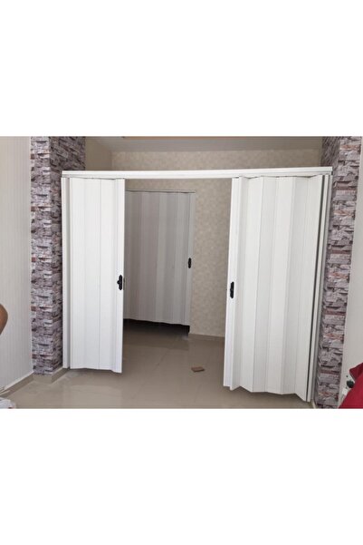 ERİKMANN Akordiyon Pvc Kapı Beyaz Camsız Çiftaçılım 192 x 220 cm