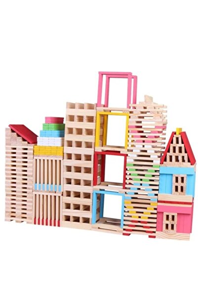 kaan oyuncak 150 Parça Ahşap Yapı Blokları Seti - Renkli
