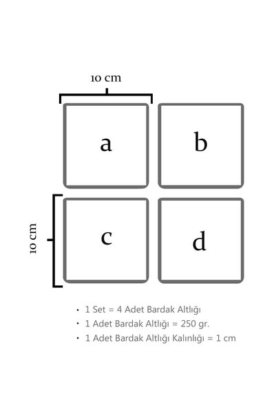 Oscar Stone Decor Baskılı Doğaltaş Bardak Altlığı 4'lü Set Desen Tile