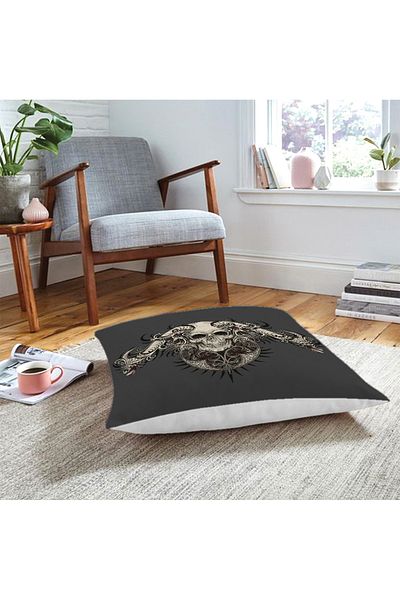 Realhomes Pernă de podea cu design special, cu motiv de craniu gri