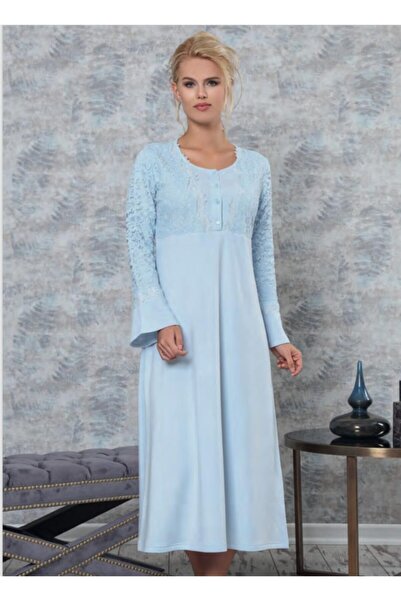 Tuba 8158 Hamile Lohusa Dantel Kollu Lohusa Gecelik