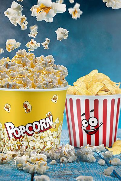 Lira 3 Pieces Corn Chips Bucket Colorful Plastic Popcorn Bowl