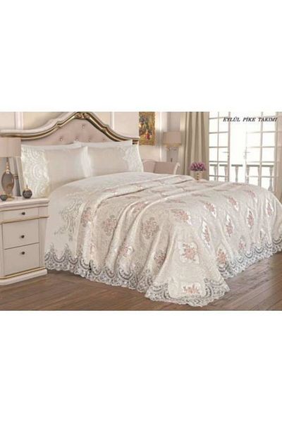 bursa çeyiz September Single Pique Set with French Lacing * Cream