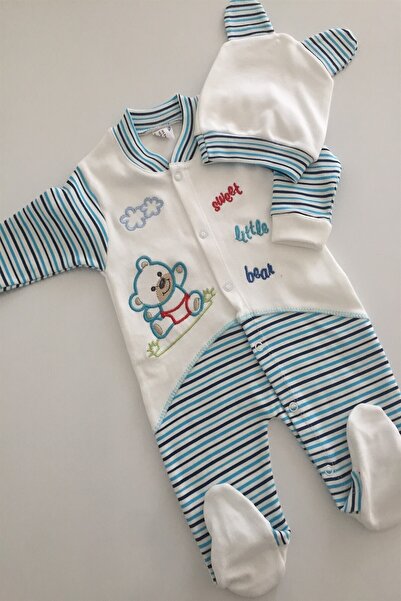 Bertoby Baby Boy Jumpsuit and Hat 100% Cotton 3 and 9 Months
