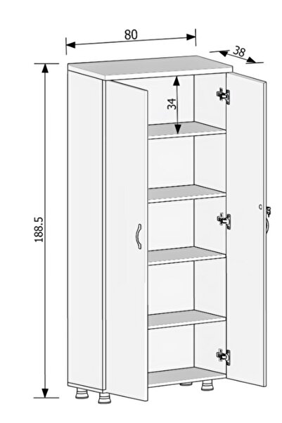 ELİZZA Modüler Dünyası Tam Kapaklı Kitaplık Dosya Dolabı Beyaz - 80x38x188