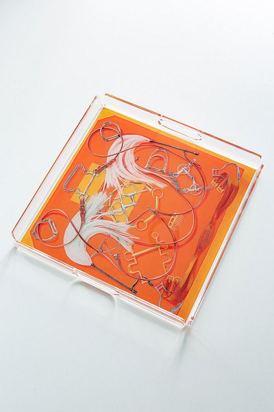 Queen Bee İstanbul Equestrian Pattern Plexiglass Tray 33cm X 33 Cm