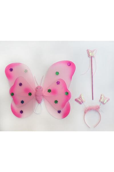 CAN Sırta Takılan Yıldzlı Pembe Kelebek Kanat