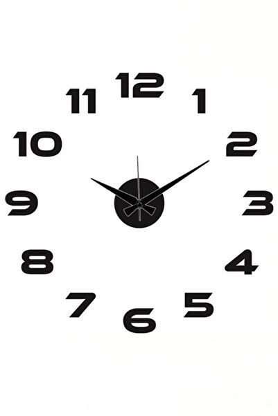 Otantik Mimari 3d Büyük Boy Ayarlanabilir Duvar Saati Black