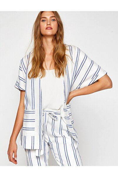 Koton Palton cu dungi albastre de damă 7YAK52957UW