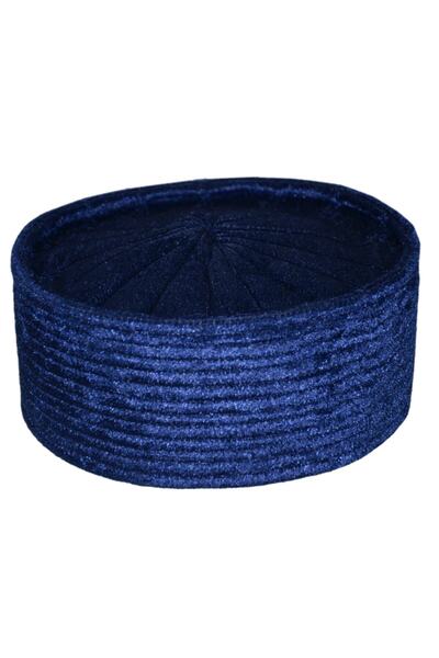 şahinbak Navy Blue Velvet Skullcap - Molded and Fabric (T020)