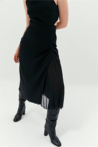 rue Rochie midi neagră cu spate decoltat